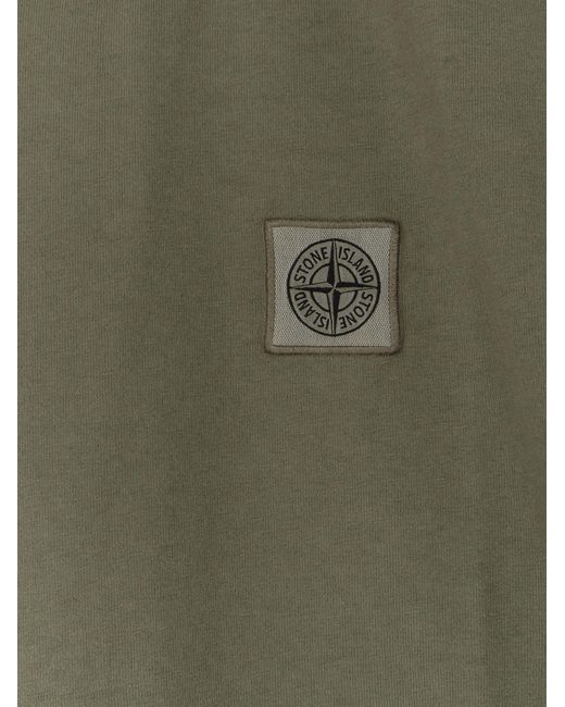 Stone Island Green Logo Patch Crewneck T-Shirt for men
