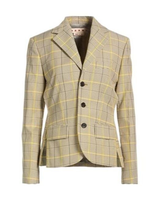 Marni Natural Checked Suit Jacket