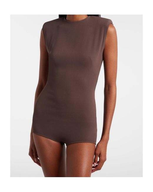 Mugler Brown Knitted Sleeveless Bodysuit