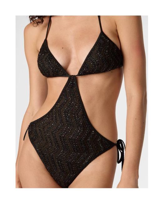Missoni Black Sequins Zigzag Mesh Bikini