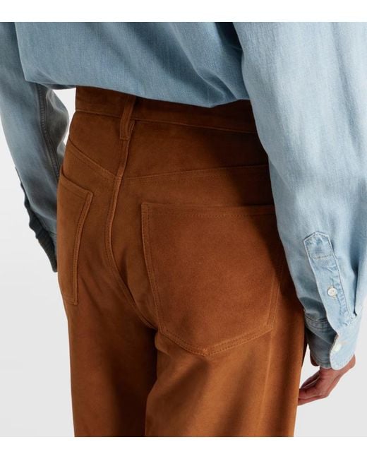 Citizens of Humanity Brown Miro Low-Rise Suede Straight-Leg Pants