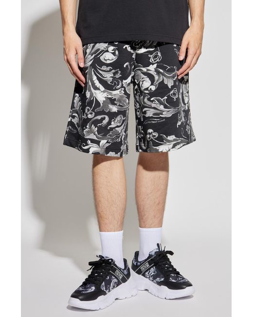 Versace Jeans Black Couture Barocco Printed Shorts for men