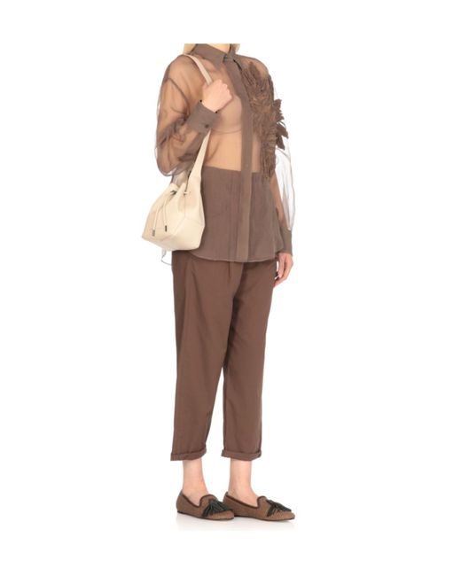 Brunello Cucinelli Natural Drawstring Shoulder Bag