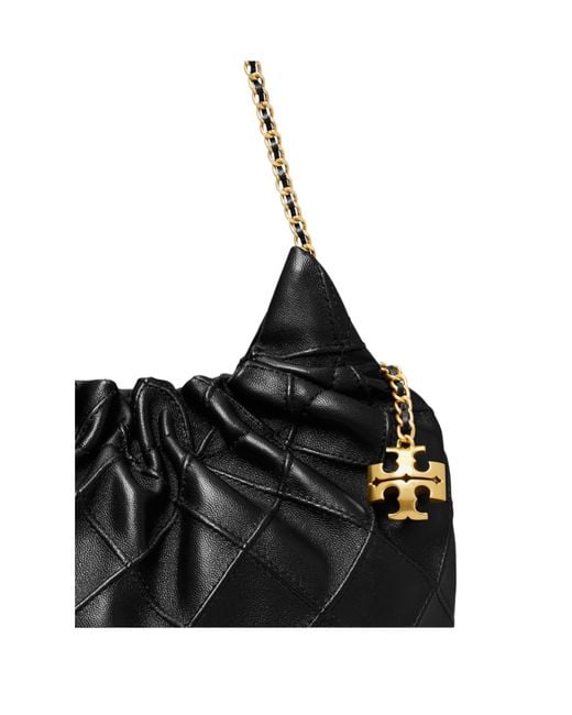 Tory Burch Black Fleming Drawstring Mini Hobo Bag