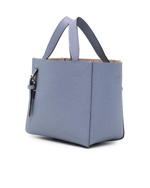Valextra Blue Micro Leather Bucket Bag