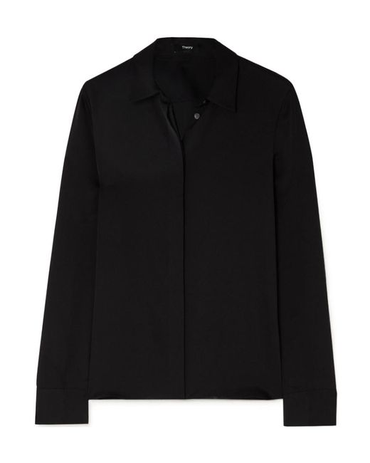 Theory Black Georgette Fitted Shirt