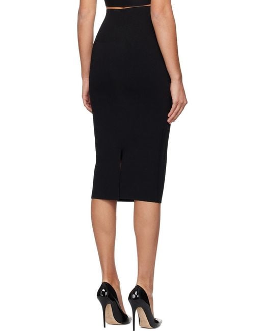Victoria Beckham Black Knitted Midi Pencil Skirt