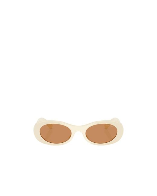 Miu Miu White Eyewear Oval Frame Full Rim Sunglasses