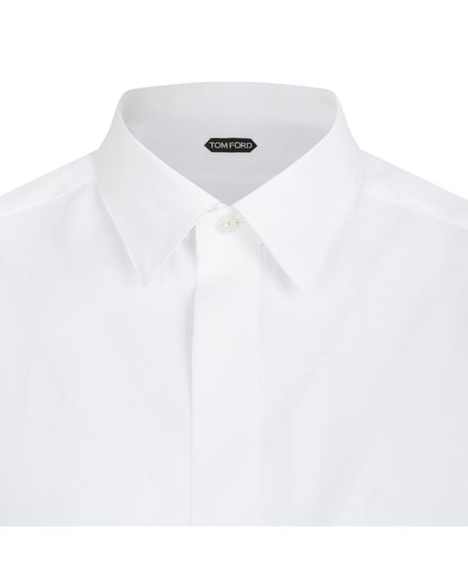 Tom Ford White Silk Concealed-Placket Shirt for men
