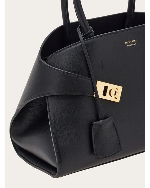 Ferragamo Black Hug Logo Printed Tote Bag