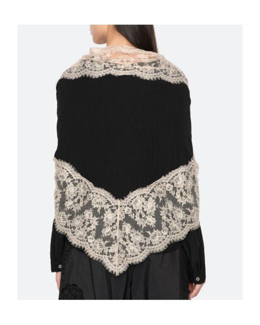Sea Black Lace-Trim Blouse