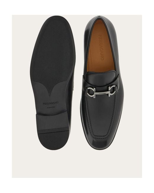 Ferragamo Black Gancini-Buckle Penny-Slot Loafers for men