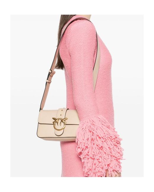 Pinko Natural Mini Love Birds-Detail Shoulder Bag