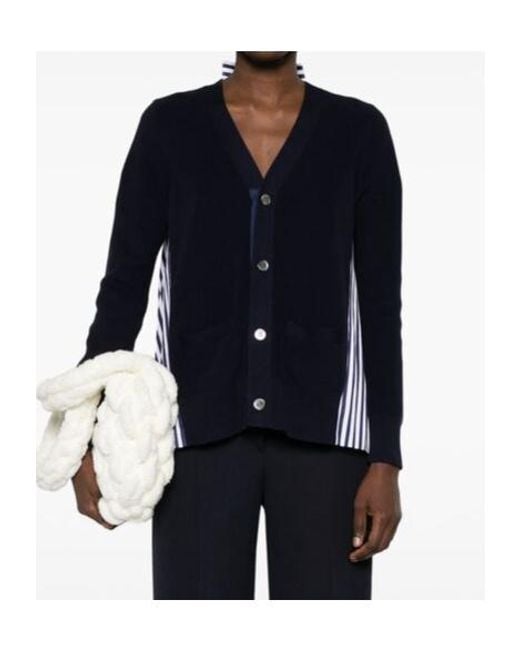 Sacai Blue Cotton Cardigan