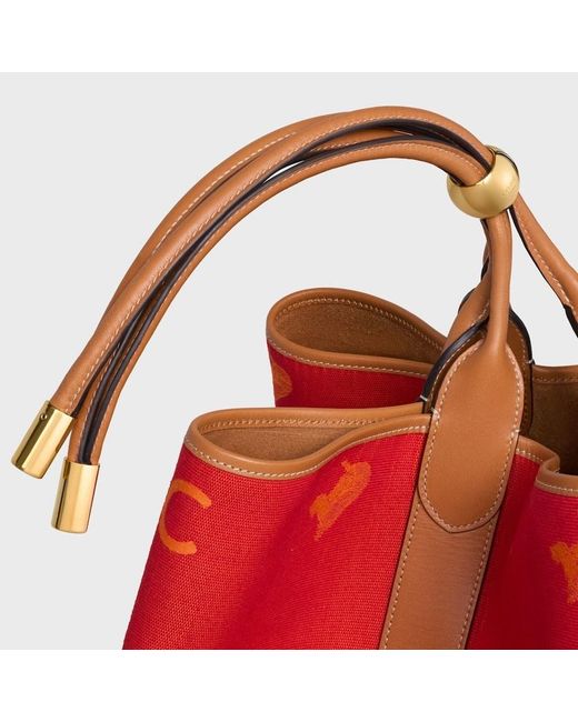 Céline Red Large Drop Bucket Bag