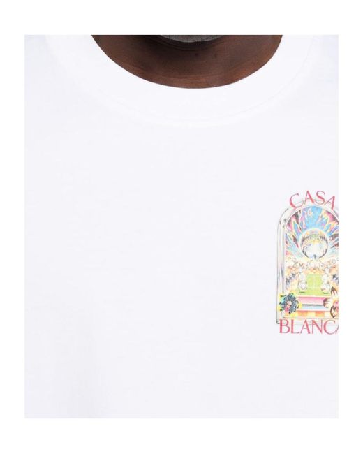 Casablanca White Tennis Landscape Print T-Shirt for men