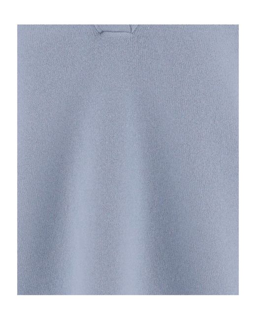 Vince Blue Ribbed Collar V-Neck Sweater