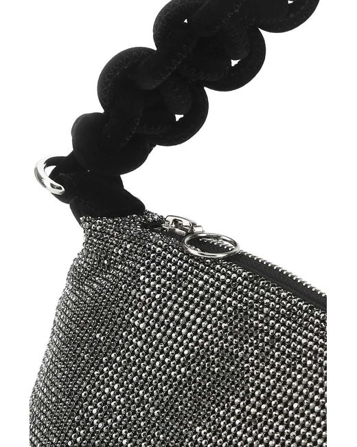 Kara Black Embellished Zipped Shoulder Bag