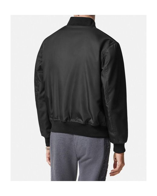 Versace Gray Reversible Logo-Embroidered Bomber Jacket for men
