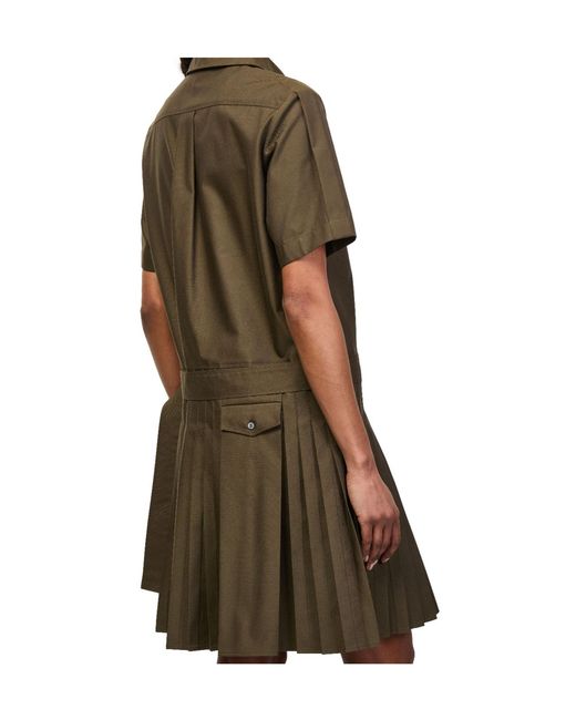 Loewe Green Pleated Cotton And Polyester Dress
