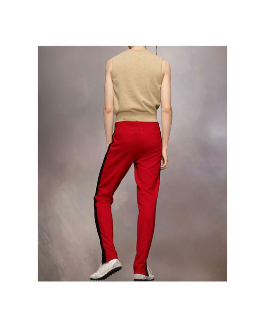 Maison Margiela Red Side-Stripe Slim-Cut Track Pants for men