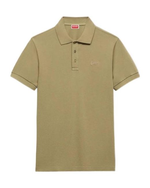KENZO Green Signature Embroidered Slim Polo Shirt for men