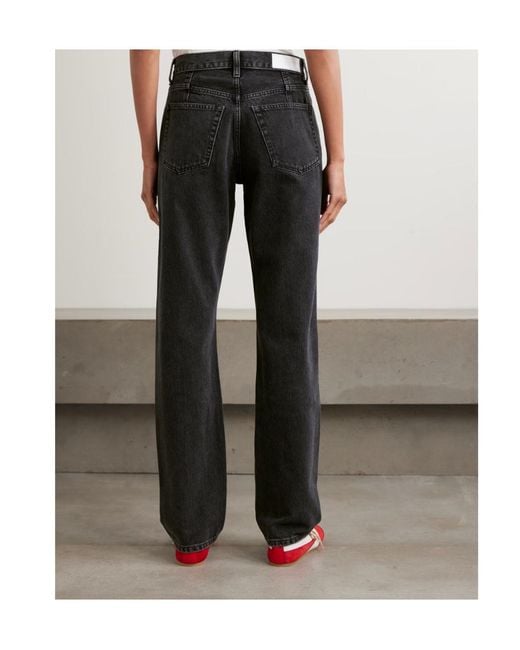 Re/done Black Pocketed Straight-Leg Jeans