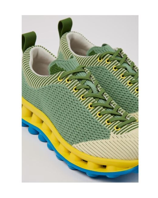 Camper Yellow Pelotissima Knit Lace-Up Sneakers