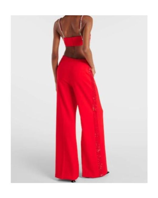 Area Red Embellished Wool Crop Top