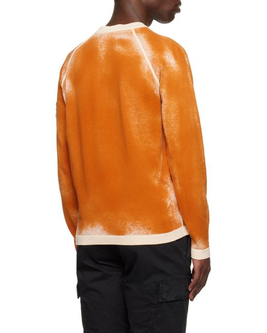 Stone Island Orange Compass-Patch Tie-Dye Sweatshirt for men