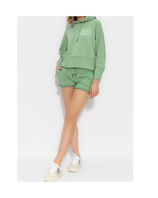 DSquared² Green Logo-Printed Rolled Trim Track Shorts