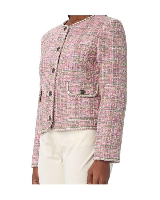 Etro Pink Button-Up Tweed Jacket