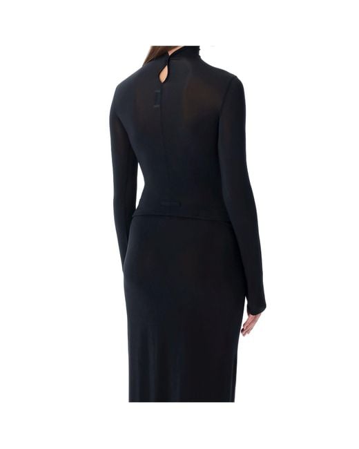 Jean Paul Gaultier Blue Long-Sleeve High-Neck Body With Lingerie Details