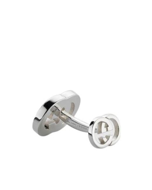 Gucci White Interlocking Enamel Cufflinks
