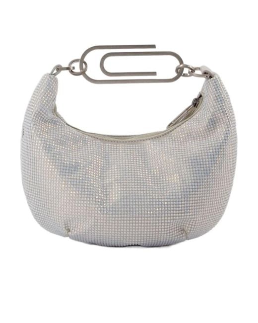 Off-White c/o Virgil Abloh Gray Paperclip Hobo Strass 20 Tote Bag