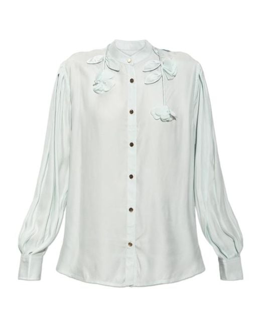 Self-Portrait White Light Viscose Blouse