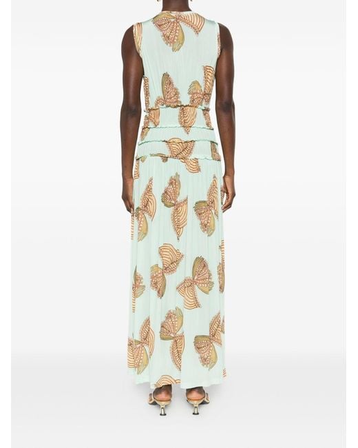 Ulla Johnson Metallic Butterfly-Printed Long Dress