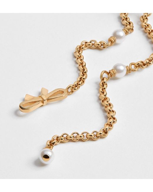 Dior Metallic Bow Chain Drop Earrings