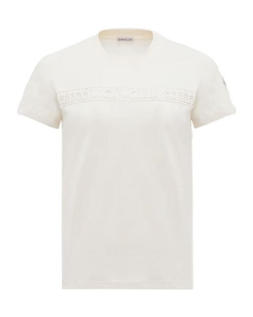 Moncler White Embroidered Logo T-Shirt