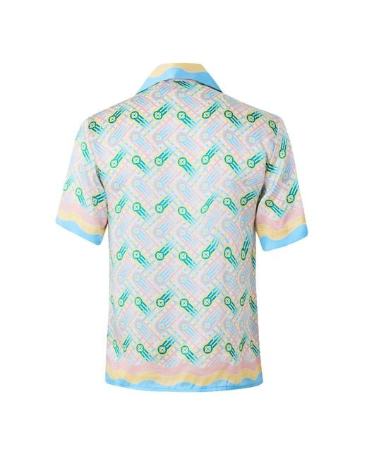 Casablanca Blue Collared Shortsleeve Shirt for men
