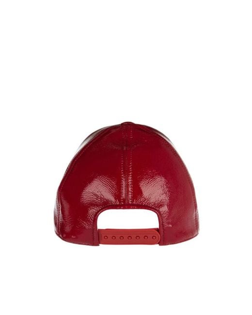 Courreges Red Logo-Patch Patent Cap for men