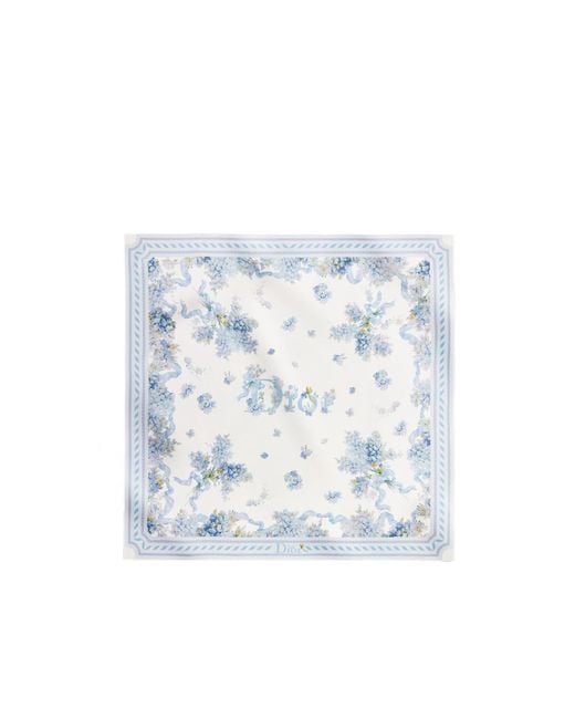 Dior Blue Lilac Bouquet 90 Square Scarf