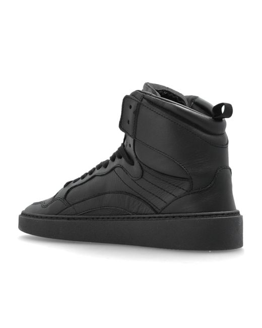 DSquared² Black X Ducati Lace-Up Mid-Top Sneakers for men