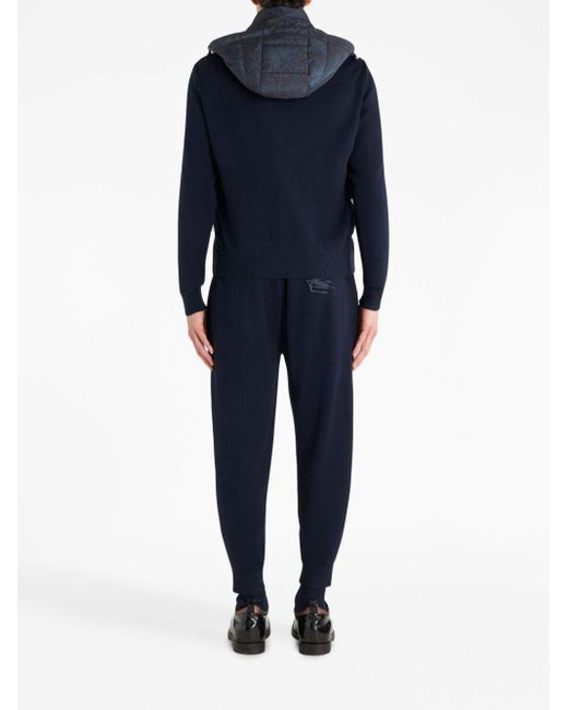 Etro Blue Paisley-Printed Zipped Padded Hooded Jacket for men