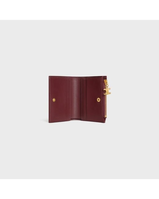 Céline Red Compact Wallet Triomphe Charms