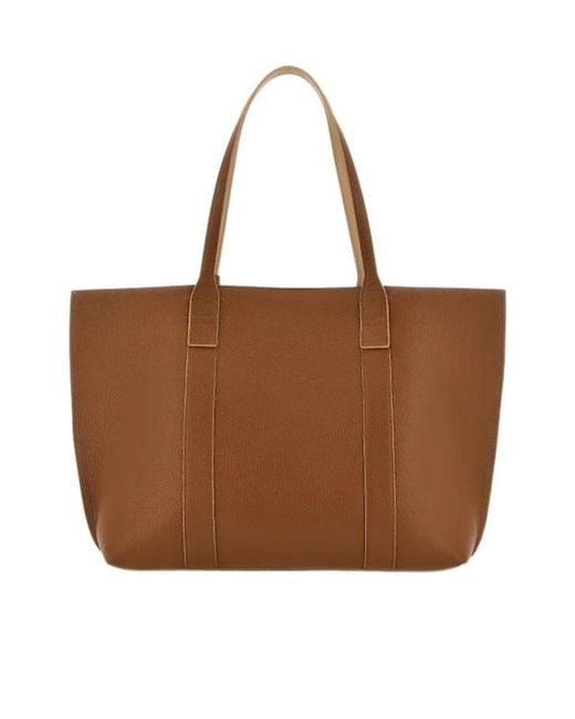 Hogan Brown Hanging Accent Script Top Handle Bag
