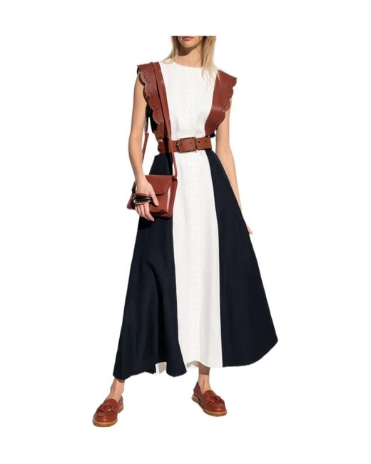 Chloé Black Soft Panama Aloe Linen Midi Drs M