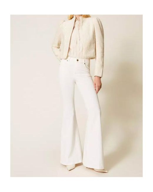 Twinset White Mid-Rise Flared Jeans