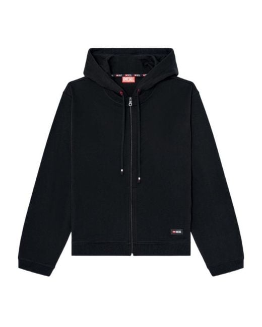 DIESEL Black Logo-Detail Zip-Up Cotton Hoodie for men