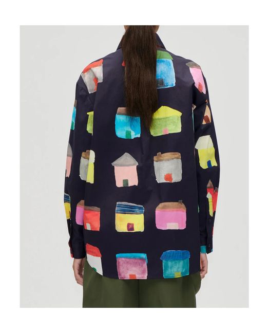 Stine Goya Blue Printed Long-Sleeved Shirt